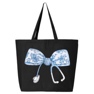 Toile Nurse Bow Blue Coquette Nurse Stethoscope Bow 25L Jumbo Tote