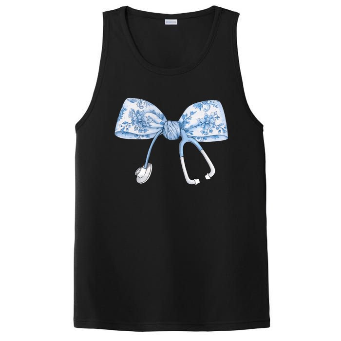 Toile Nurse Bow Blue Coquette Nurse Stethoscope Bow PosiCharge Competitor Tank