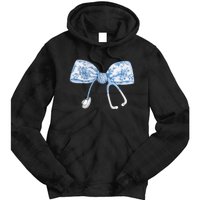 Toile Nurse Bow Blue Coquette Nurse Stethoscope Bow Tie Dye Hoodie