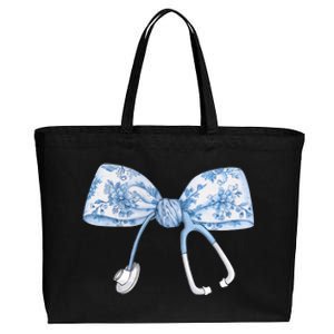 Toile Nurse Bow Blue Coquette Nurse Stethoscope Bow Cotton Canvas Jumbo Tote