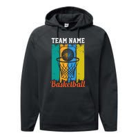 Team Name Basketball For Basketball Team Sport Bball Performance Fleece Hoodie