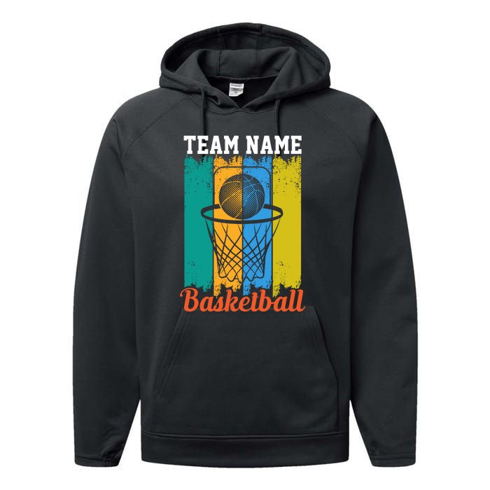 Team Name Basketball For Basketball Team Sport Bball Performance Fleece Hoodie