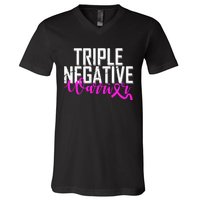 Triple Negative Breast Cancer Warrior V-Neck T-Shirt