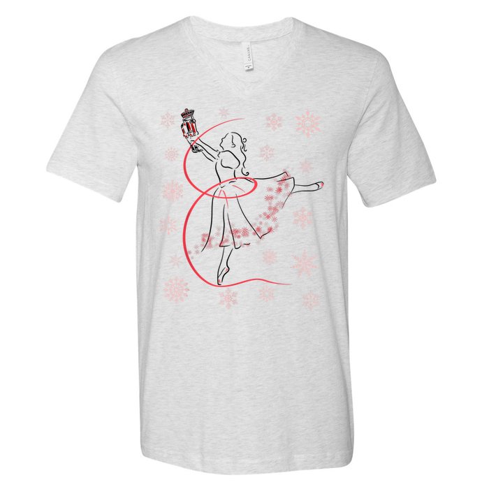 The Nutcracker Ballet And Clara Christmas Holiday Dance V-Neck T-Shirt