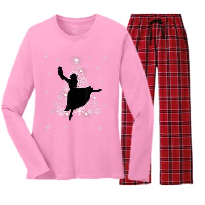 The Nutcracker Ballet, Clara, Tree Christmas Holiday Dance Women's Long Sleeve Flannel Pajama Set 