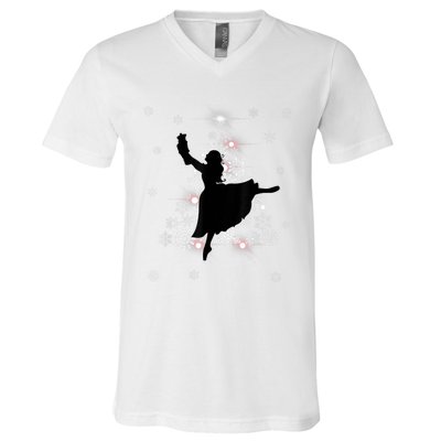 The Nutcracker Ballet, Clara, Tree Christmas Holiday Dance V-Neck T-Shirt