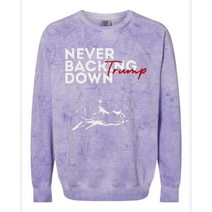 Trump Never Backing Down Resilient Support Colorblast Crewneck Sweatshirt