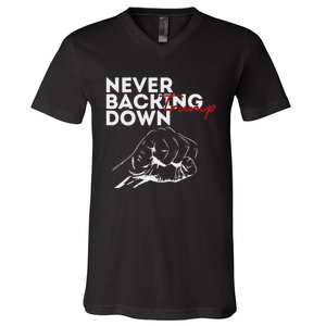 Trump Never Backing Down Resilient Support V-Neck T-Shirt