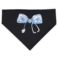 Toile Nurse Bow Blue Coquette Nurse Stethoscope Bow USA-Made Doggie Bandana