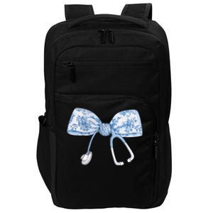 Toile Nurse Bow Blue Coquette Nurse Stethoscope Bow Impact Tech Backpack