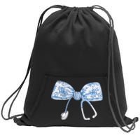 Toile Nurse Bow Blue Coquette Nurse Stethoscope Bow Sweatshirt Cinch Pack Bag