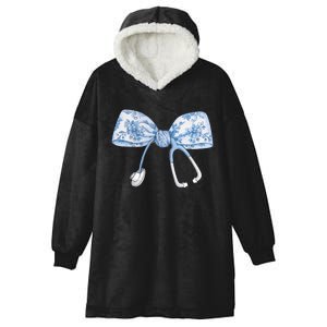 Toile Nurse Bow Blue Coquette Nurse Stethoscope Bow Hooded Wearable Blanket