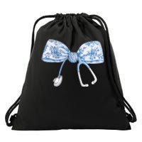 Toile Nurse Bow Blue Coquette Nurse Stethoscope Bow Drawstring Bag