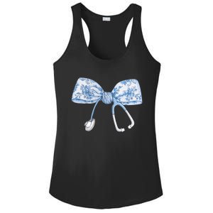 Toile Nurse Bow Blue Coquette Nurse Stethoscope Bow Ladies PosiCharge Competitor Racerback Tank