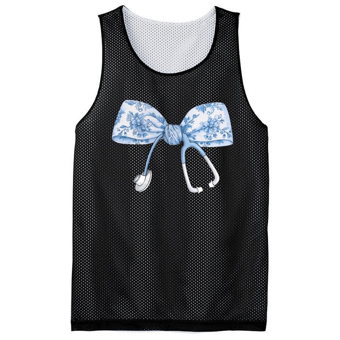 Toile Nurse Bow Blue Coquette Nurse Stethoscope Bow Mesh Reversible Basketball Jersey Tank