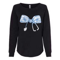 Toile Nurse Bow Blue Coquette Nurse Stethoscope Bow Womens California Wash Sweatshirt