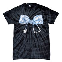 Toile Nurse Bow Blue Coquette Nurse Stethoscope Bow Tie-Dye T-Shirt