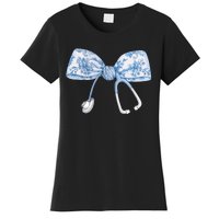 Toile Nurse Bow Blue Coquette Nurse Stethoscope Bow Women's T-Shirt