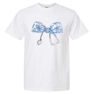 Toile Nurse Bow Blue Coquette Nurse Stethoscope Bow Garment-Dyed Heavyweight T-Shirt