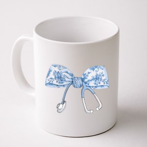 Toile Nurse Bow Blue Coquette Nurse Stethoscope Bow Coffee Mug