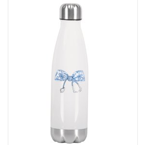 Toile Nurse Bow Blue Coquette Nurse Stethoscope Bow Stainless Steel Insulated Water Bottle