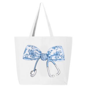 Toile Nurse Bow Blue Coquette Nurse Stethoscope Bow 25L Jumbo Tote