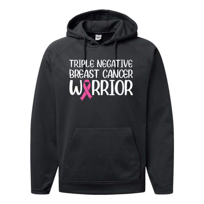 Triple Negative Breast Cancer Awareness Warrior Pink Rainbow Performance Fleece Hoodie