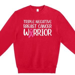 Triple Negative Breast Cancer Awareness Warrior Pink Rainbow Premium Crewneck Sweatshirt