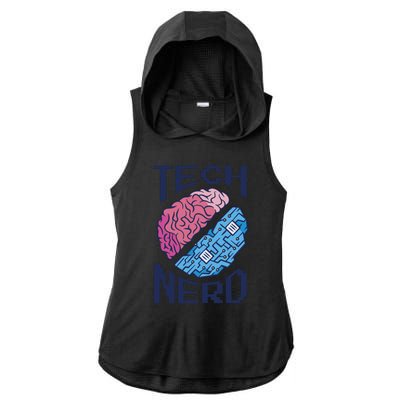 Tech Nerd Brain Ladies PosiCharge Tri-Blend Wicking Draft Hoodie Tank