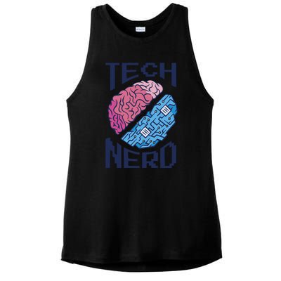 Tech Nerd Brain Ladies PosiCharge Tri-Blend Wicking Tank