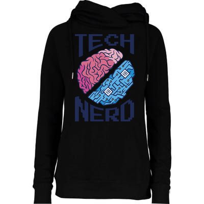Tech Nerd Brain Womens Funnel Neck Pullover Hood