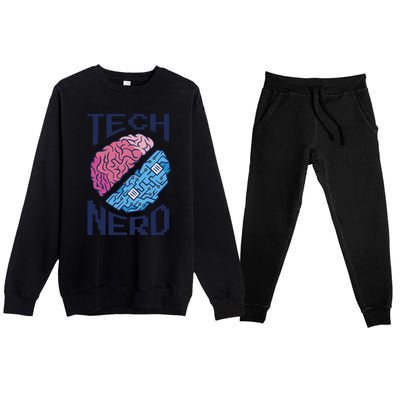 Tech Nerd Brain Premium Crewneck Sweatsuit Set