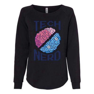 Tech Nerd Brain Womens California Wash Sweatshirt