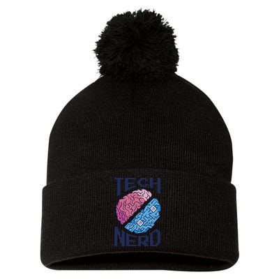 Tech Nerd Brain Pom Pom 12in Knit Beanie