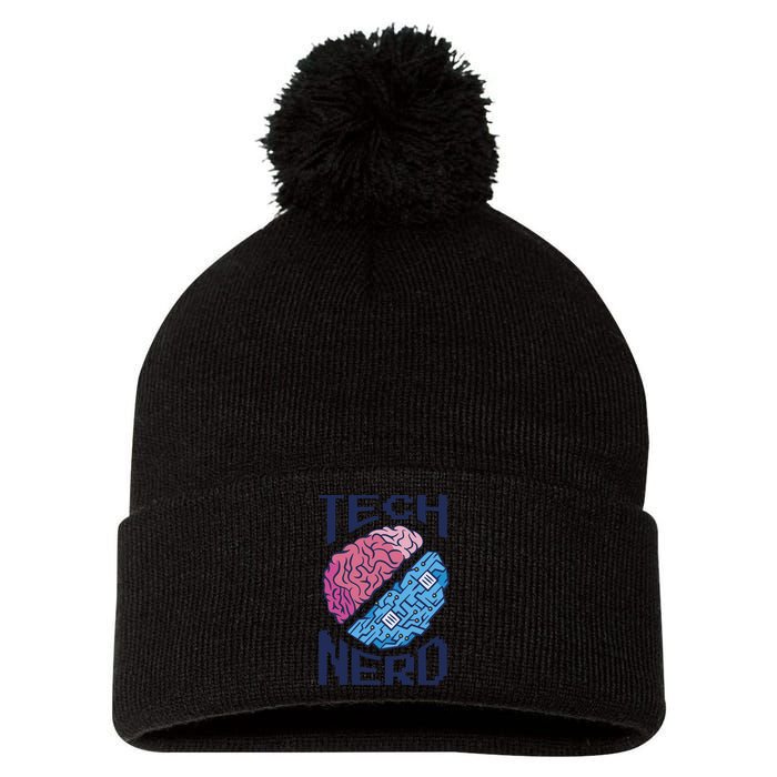 Tech Nerd Brain Pom Pom 12in Knit Beanie