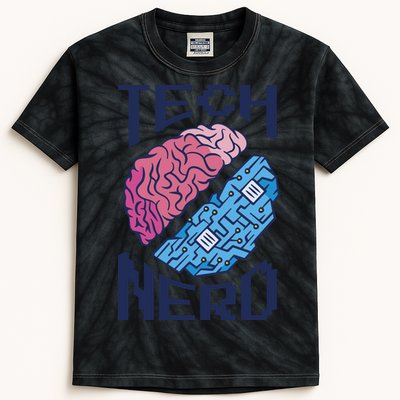 Tech Nerd Brain Kids Tie-Dye T-Shirt