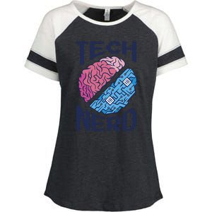 Tech Nerd Brain Enza Ladies Jersey Colorblock Tee