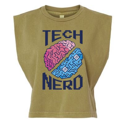 Tech Nerd Brain Garment-Dyed Women's Muscle Tee