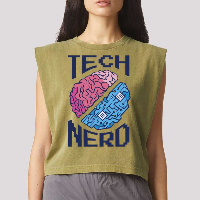 Tech Nerd Brain Garment-Dyed Women's Muscle Tee