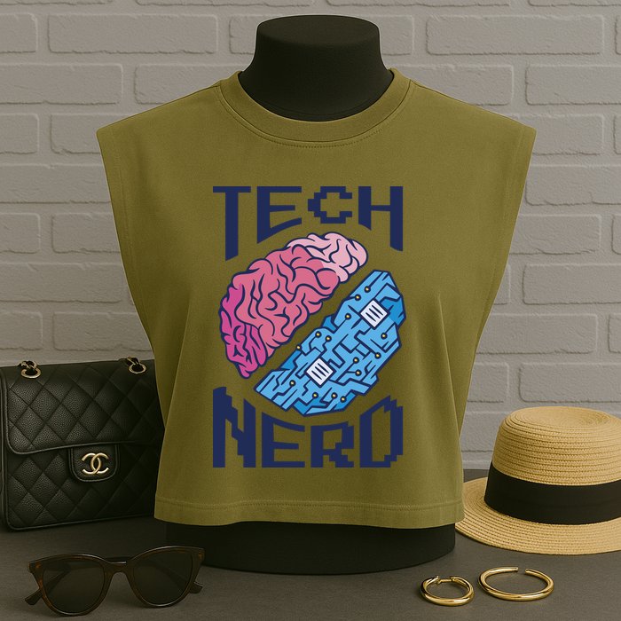 Tech Nerd Brain Garment-Dyed Women's Muscle Tee