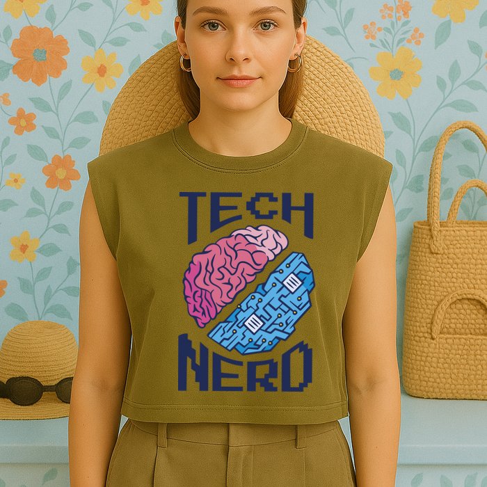 Tech Nerd Brain Garment-Dyed Women's Muscle Tee