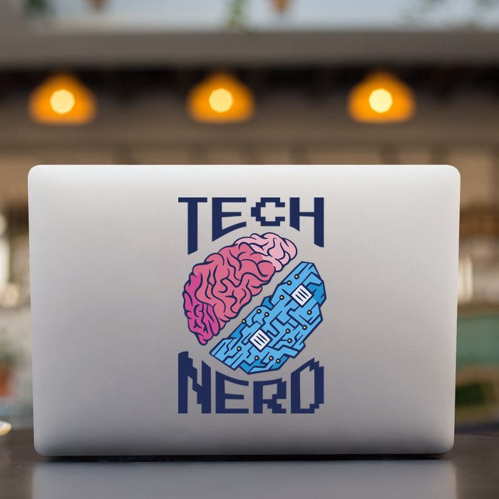 Tech Nerd Brain Permanent Decal Sticker