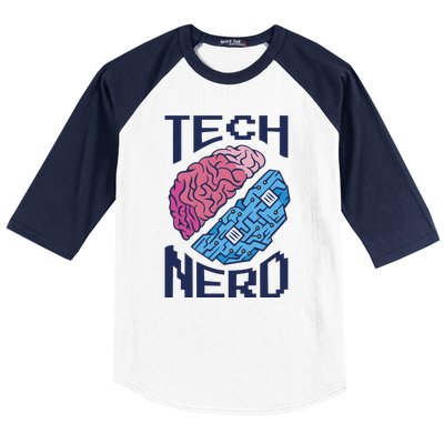 Tech Nerd Brain Baseball Sleeve Shirt