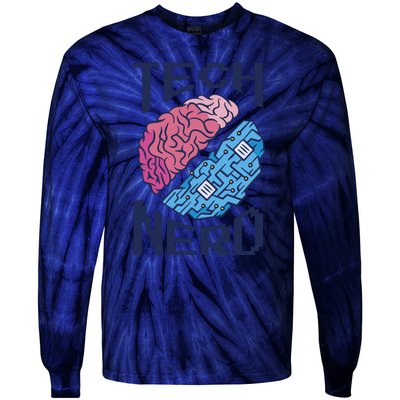 Tech Nerd Brain Tie-Dye Long Sleeve Shirt