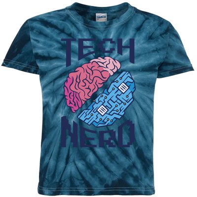 Tech Nerd Brain Kids Tie-Dye T-Shirt