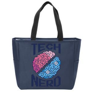 Tech Nerd Brain Zip Tote Bag