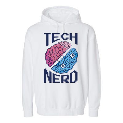 Tech Nerd Brain Garment-Dyed Fleece Hoodie