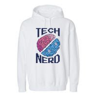 Tech Nerd Brain Garment-Dyed Fleece Hoodie