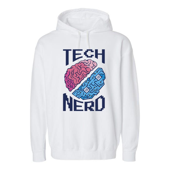 Tech Nerd Brain Garment-Dyed Fleece Hoodie