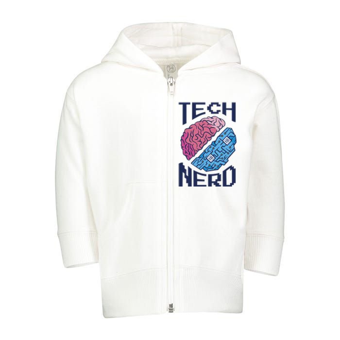 Tech Nerd Brain Toddler Zip Fleece Hoodie